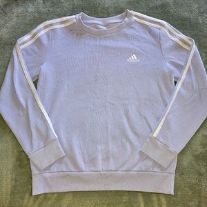 Adidas Womens Essentials Light Purple Violet 3stripe Long Sleeve Crew Sweatshirt
